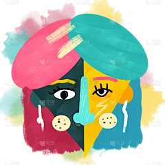 手绘-拼贴抽象人物插画2