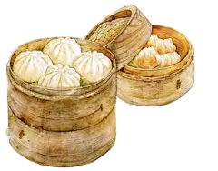 卡通手绘包子小笼包PNG