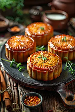 八月节中秋节美食月饼摄影照片