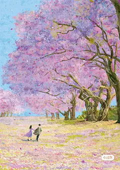 插画 精美壁纸 小清新 手机壁纸 紫色 蓝色 沙滩 海边 情侣