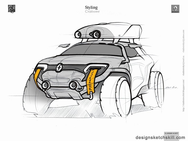 雷诺概念汽车 原厂设计手绘