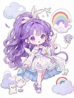 Q萌小天使丨紫色系女生头像壁纸
