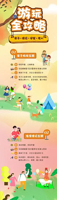 游玩攻略卡通长图海报-享设计
