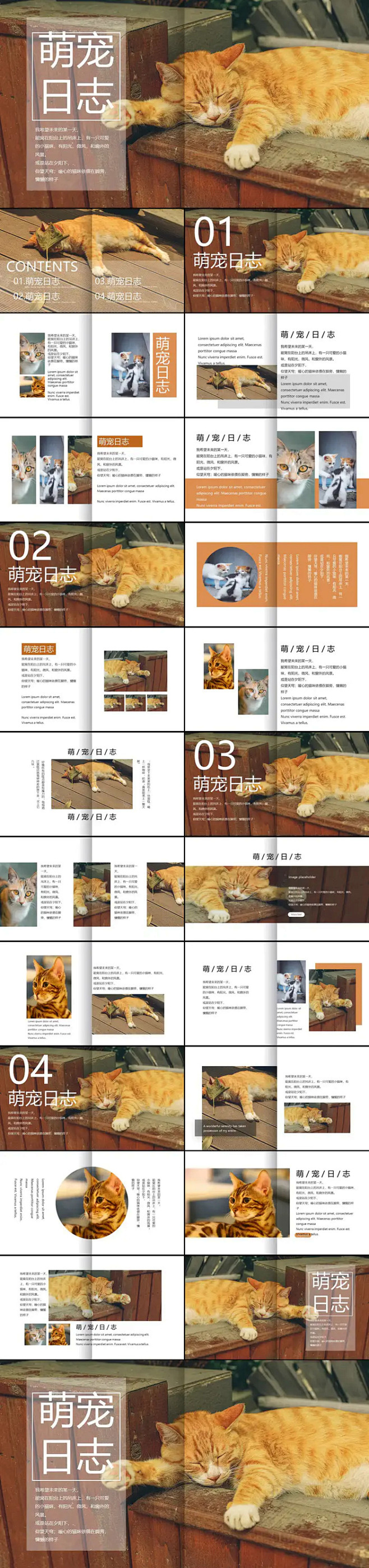 简约宠物萌宠画册电子相册PPT模板