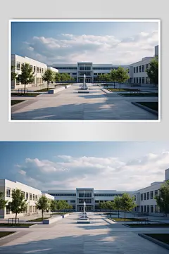 AI数字艺术教学楼校园场景摄影图-众图网