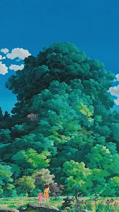#最适合夏天用的壁纸#
想去宫崎骏的动漫里过夏天，
阳光正好，微风不燥。

蓝天、白云、绿树、村庄、庭院、溪水…… ​​​​