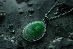 绿色古董玉石翡翠项链摄影图片