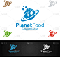 planet food logo for restaurant or cafe