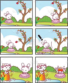 vector Cartoon Rabbit Princess Comic Story