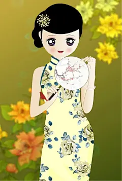 卡通美女 古风装饰画 本本封面 旗袍 古装美女 旗袍美女 江南美女 封面设计 民国美女 无框画 手绘插画 手绘美女 旗袍美人 古典美女 手绘旗袍美女