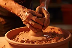 泥塑土陶兴趣班陶艺手艺人工匠摄影图