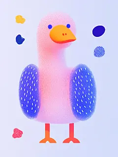 Midjourney - 手绘可爱动物天鹅立体雕塑插图海报midjourney风格种子关键词咒语 动物-Ai宇宙吧-