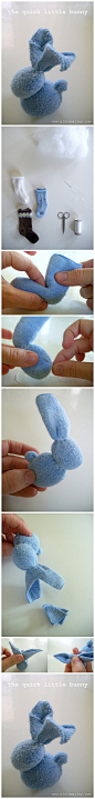 手工  用袜子改造的小兔子玩偶<br/>