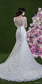 amelia sposa 2018 bridal half sleeves sweetheart neckline full embellishment elegant trumpet wedding dress covered lace back chapel train (penelope) bv