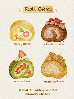 水彩美食练习Day07-蛋糕卷合集 - 小红书