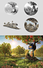 SIO peach garden : Full 3d CGI visual of nature and peach garden. A product surrounded by the tree with peaches on top. 