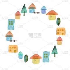 房子的水彩插图
