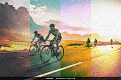 60年代复古潮流波普风低保真点阵颗粒半调图像照片滤镜ps特效样机