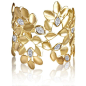 Alex Woo "Vida" Diamond and 14k Yellow Gold Leaf Cuff Bracelet