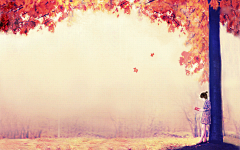 唯美枫叶女孩动态桌面壁纸