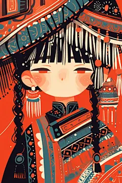 扁平化少数民族服饰人物图片