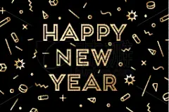雕刻图像,贺卡,新年前夕,季节,几何形状,黑色,黄金,式样,发光,庆祝