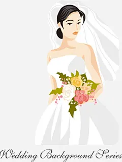 手绘新娘婚纱捧花图案高清素材 图案 婚纱 手绘 捧花 新娘 免抠png 设计图片 免费下载