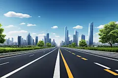 沿途风景蓝天白云高速公路摄影图