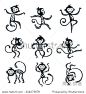猴子2016
Chinese New Year monkey vector decoration icons. 2016 new year monkey cartoon chinese style. Happy monkey vector for New Year China design. Chinese Monkey vector illustration. Monkey black, white icon