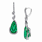 Emerald and diamond earrings are handcrafted with 13.06 total carats of pear-shaped emeralds accented with 1.05 carats of brilliant diamond rounds set in platinum.