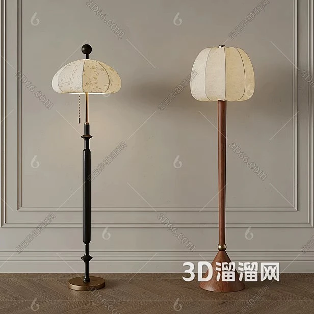 法式中古风落地灯 复古落地灯3D模型图片_优质模型封面编号图片素材-花瓣网