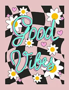 图源免费EPS |复古的良好氛围积极信息波西米亚向量图形，复古排版字体标语，70 年代嬉皮士艺术