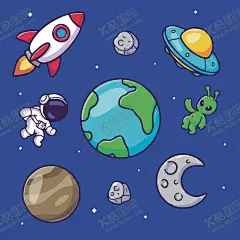 有趣宇航员卡通儿童插画 【酷图网】宇航员,太空人,宇宙元素,卡通,有趣,可爱,免抠素材,矢量,简笔画,儿童画,儿童插画,插画,蜡笔画,logo,图标