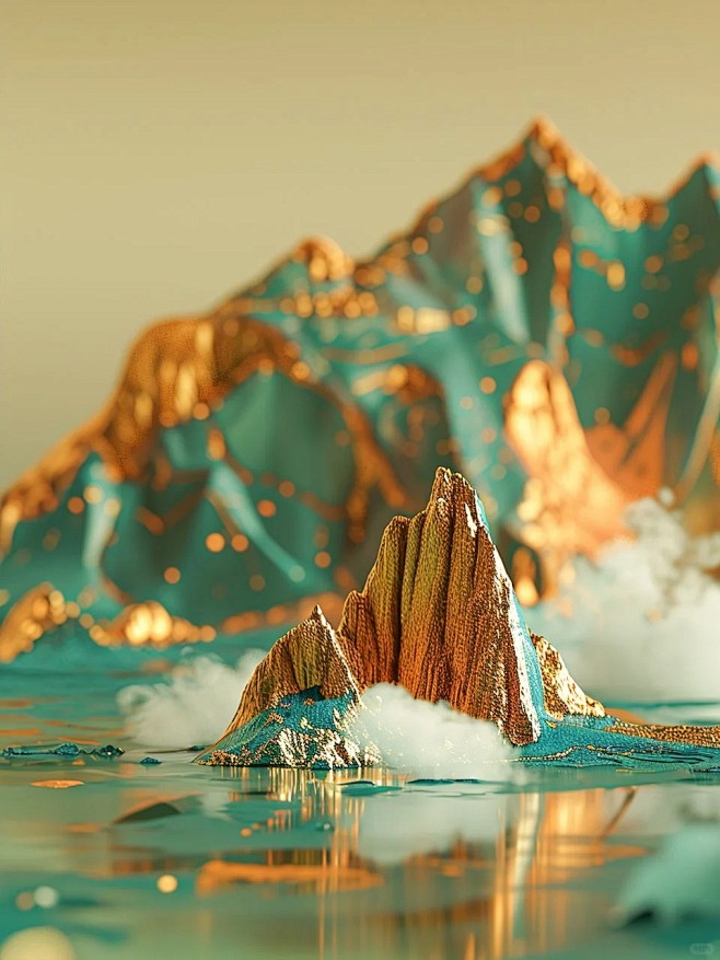 山水，但是是金镶玉的_1_画着画不出的画...