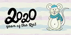 2020,符号,鼠,老鼠,新年前夕,传单,可爱的,请柬,贺卡