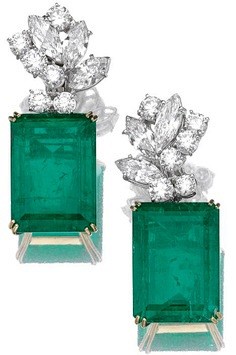 Pair of emerald and ...