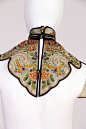 Chinese Cloud Collar 1900s with silk and metallic embroidery featuring the moth 1