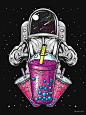 "Astronaut Bubble Tea Design For Boba Milk Tea Lovers" T-shirt Design #Astronaut #bubbletea #bobamilktea