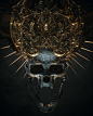 billelis gods Ancient gold 3D death skull ornate baroque geometric
