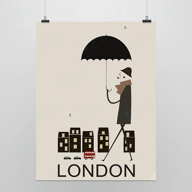 轻艺术 创意插画 伦敦 抽象城市图片海报...