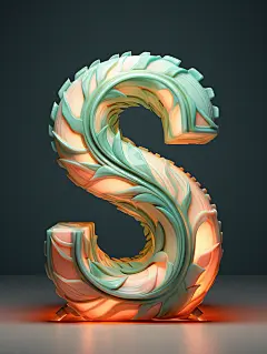 设计字母S，陶瓷，陶瓷覆盖图案，青花瓷，概念产品设计，超现实主义，史诗级环境光，环境光，第三人称视角，3D立体，OC渲染，全身显示，KK粒子渲染器，超精密，史诗级细节，8K质量，高清，超清晰，超降噪、
