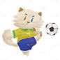 手绘-小猫拟人踢球动物元素8