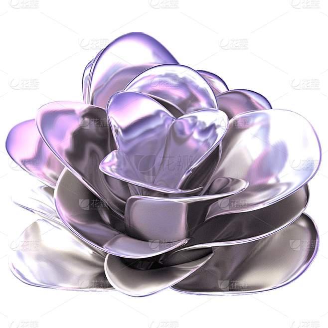 酷炫C4D金属质感牡丹花立体赛博朋克贴纸