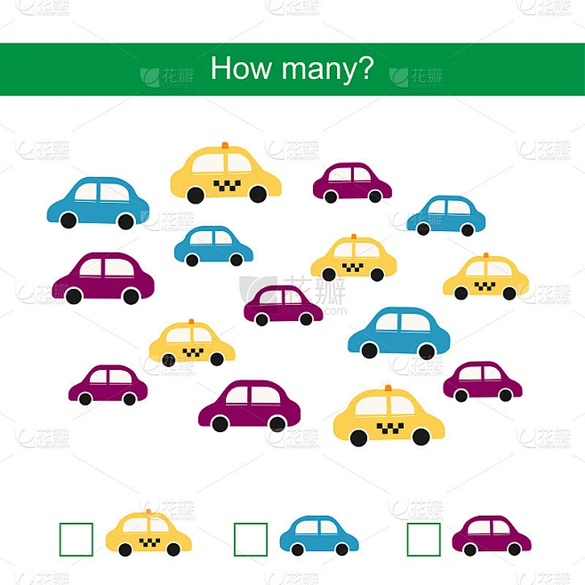 Count how many cars and write result素材-花瓣网
