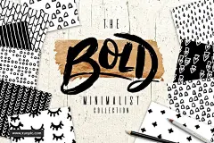 手绘图案无缝背景Bold Minimalist Pattern Collection 设计模板 