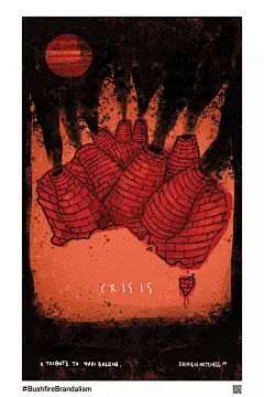 澳大利亚山火肆虐数月，这41位设计师坐不住了 : 在户外公交站牌上，突现41位艺术家创作的78幅环保海报。