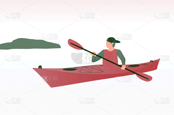kayaker swimming in kayak kayak in sea素材-花瓣网