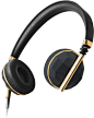 Caeden Linea N°1 On Ear Headphone in faceted carbon and gold.: 