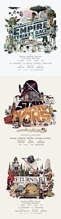 Illustrated Star Wars Posters (1024 x 3685)