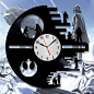 Death Stars vinyl record wall clock is made of single used vinyl record.